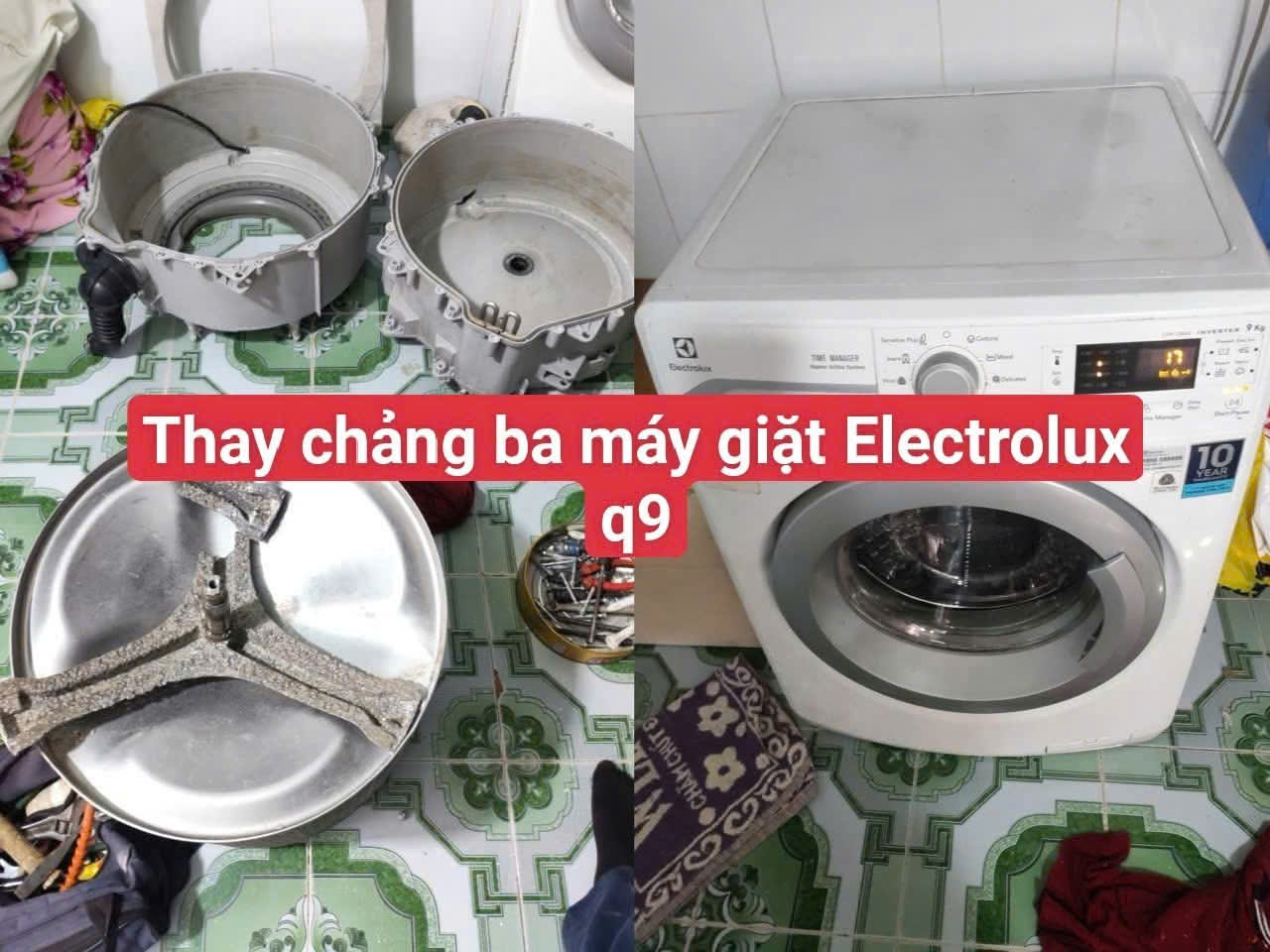 Kỹ thuật viên hoàn thiện sửa chữa máy giặt
